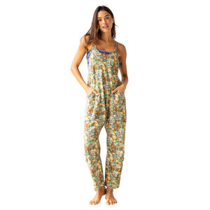 NATURAL LIFE Lucy Cotton Floral RETRO MOD BOHO Harem Pants JUMPSUIT WOMENS M